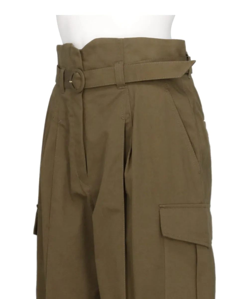 ORGANIC COTTON TWILL HIGH WAISTED CARGO TROUSERS