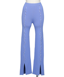 COLORED STITCH SLIT KNIT TROUSERS
