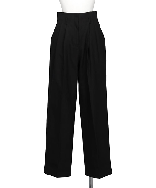 COTTON LINEN TWILL WIDE TROUSERS