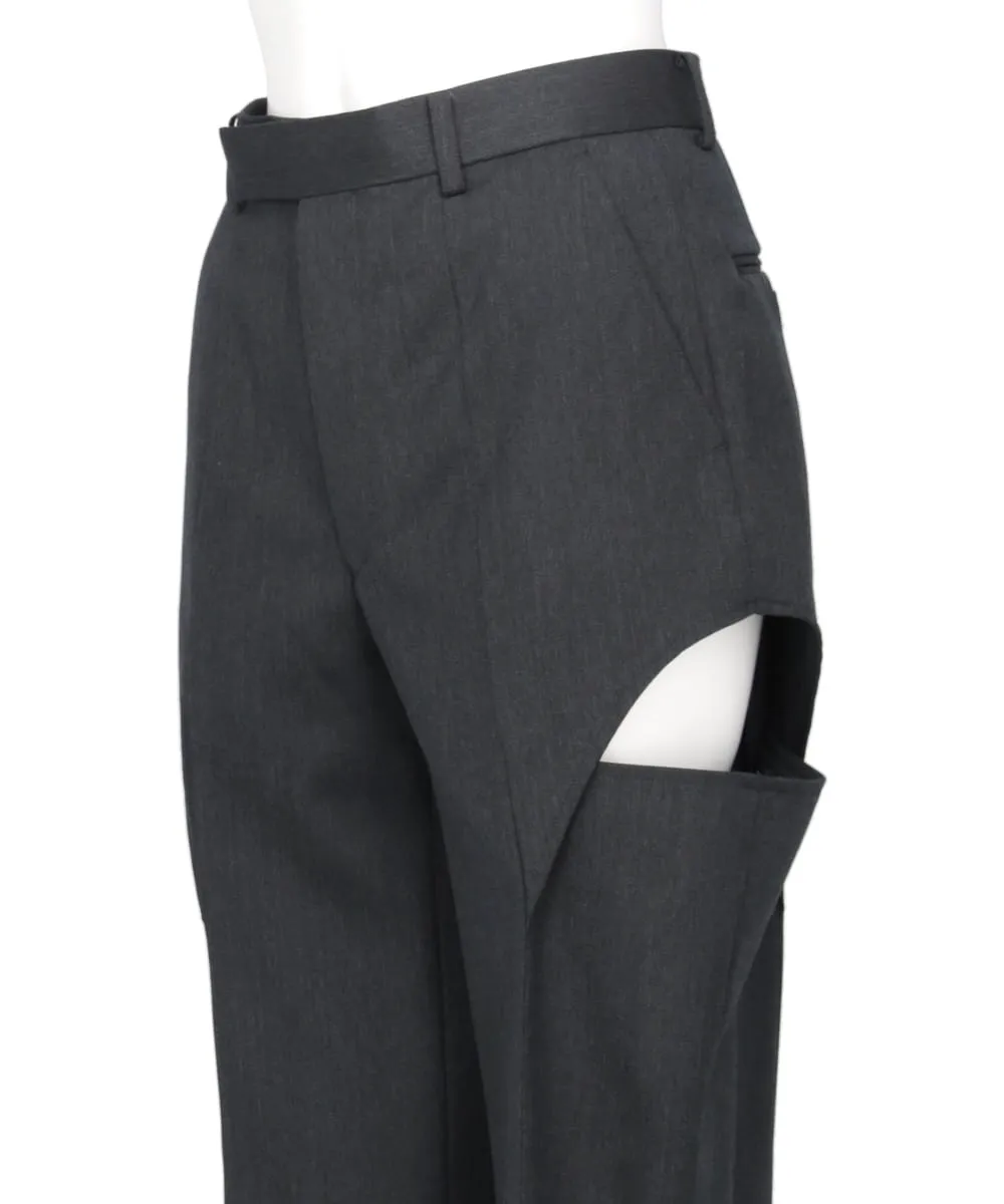 WOOL GABARDINE HOLLOWED OUT TROUSERS