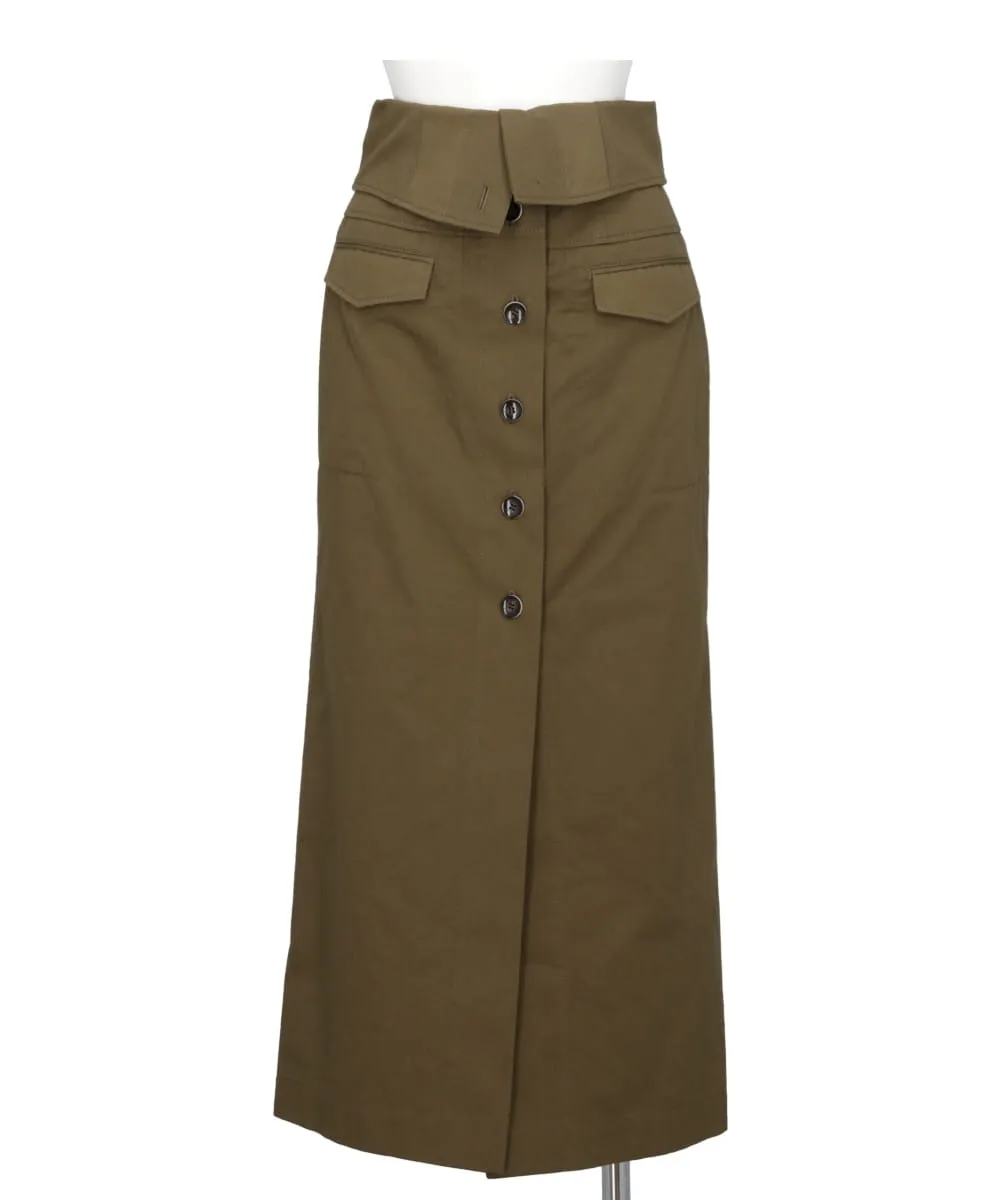 ORGANIC COTTON TWILL FOLD-OVER WAISTED SKIRT