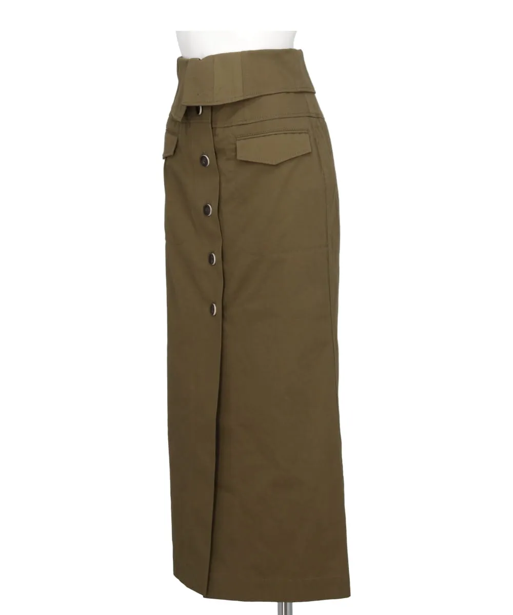 ORGANIC COTTON TWILL FOLD-OVER WAISTED SKIRT