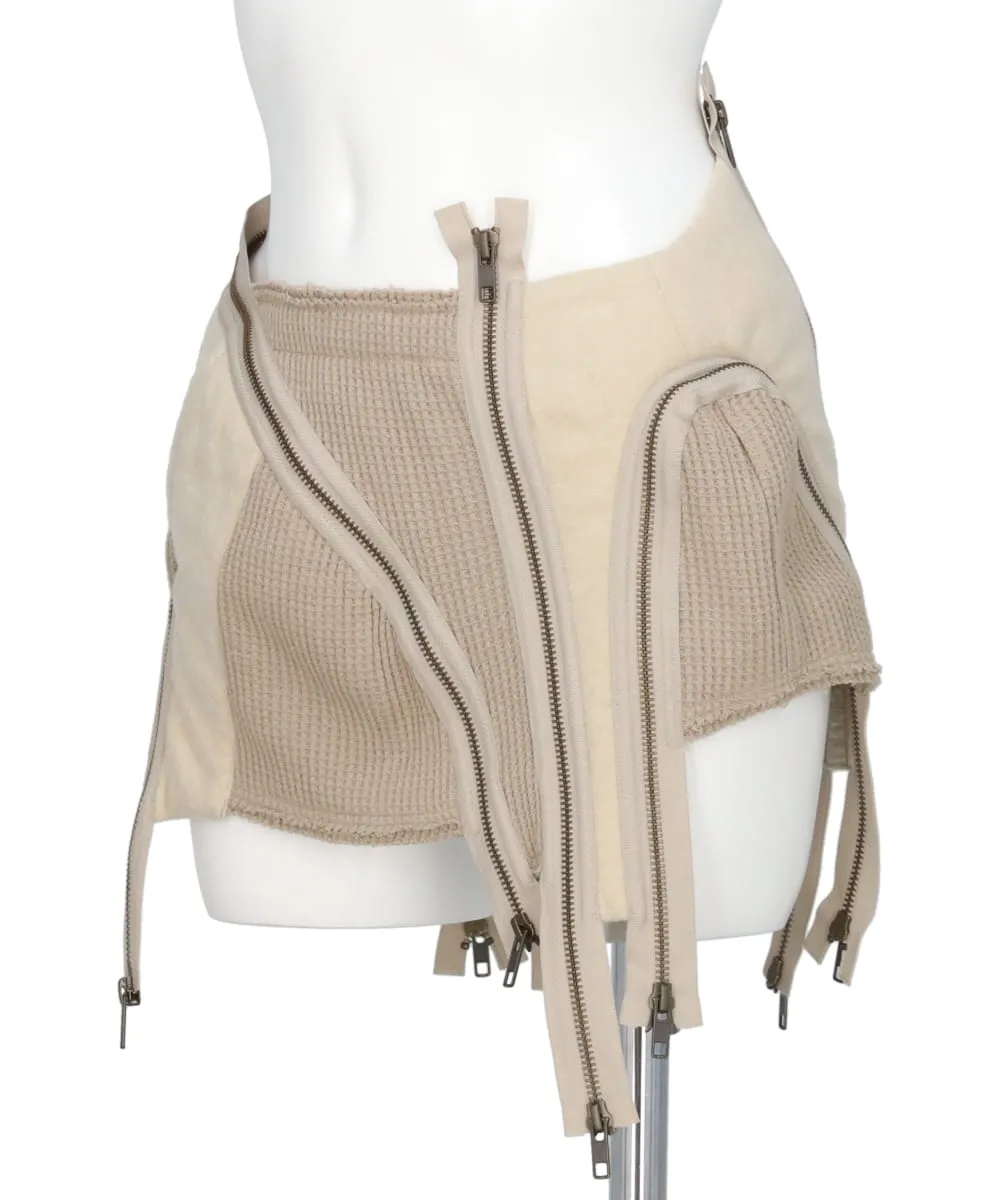 7ZIPPERS WAFFLE PADDED MINI SKIRT