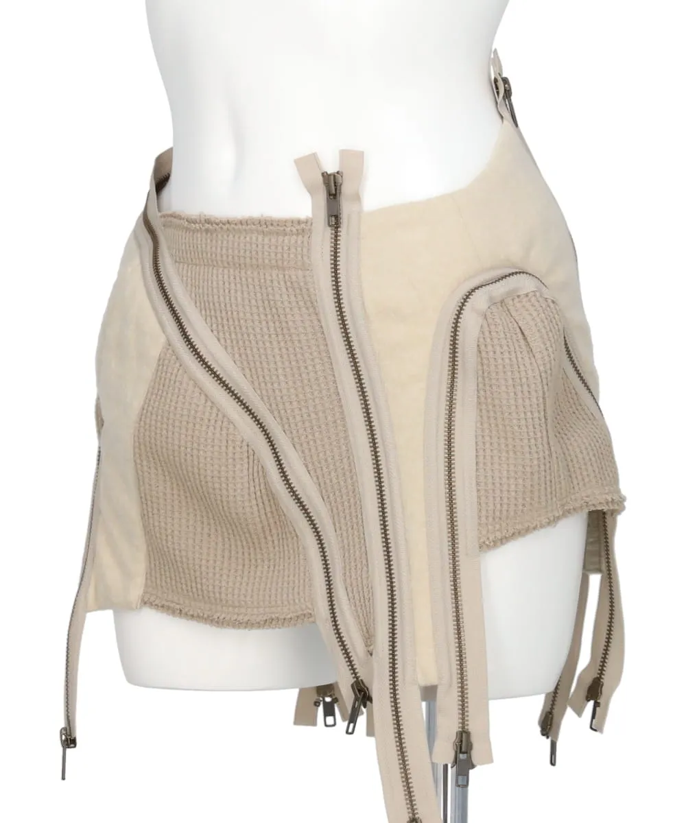 7ZIPPERS WAFFLE PADDED MINI SKIRT