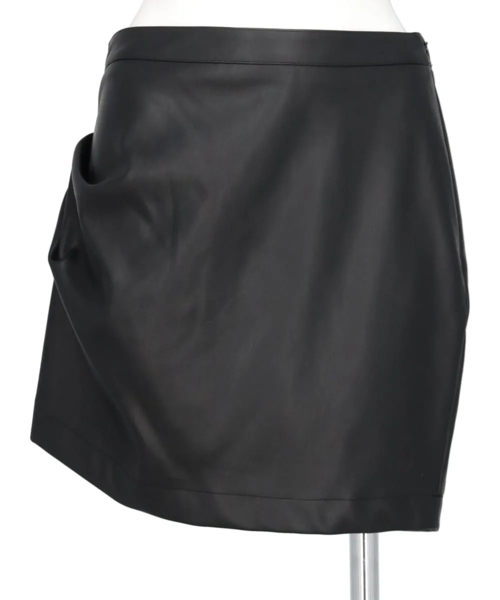 SYNTHETIC LEATHER DRAPE SKIRT