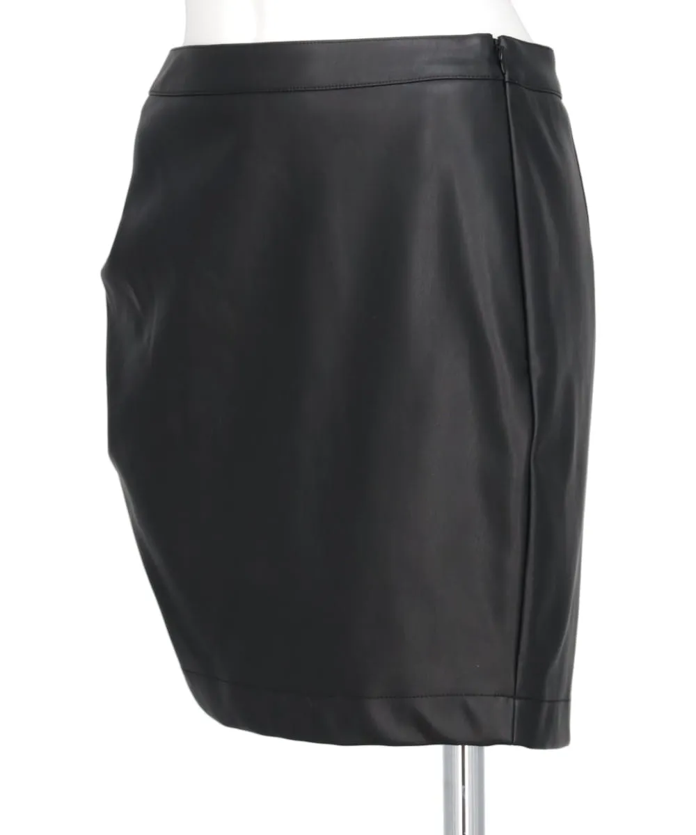 SYNTHETIC LEATHER DRAPE SKIRT