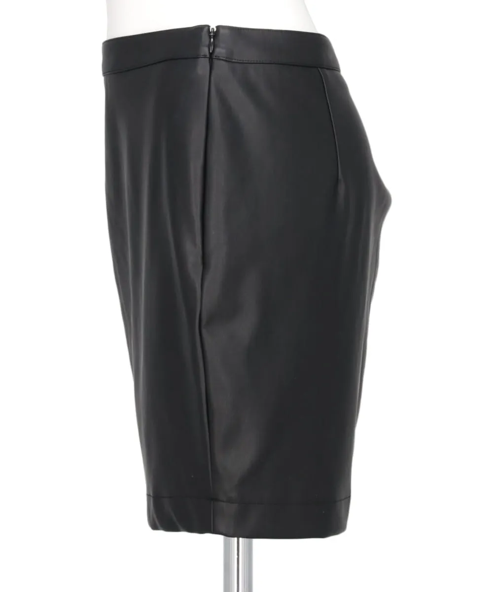 SYNTHETIC LEATHER DRAPE SKIRT