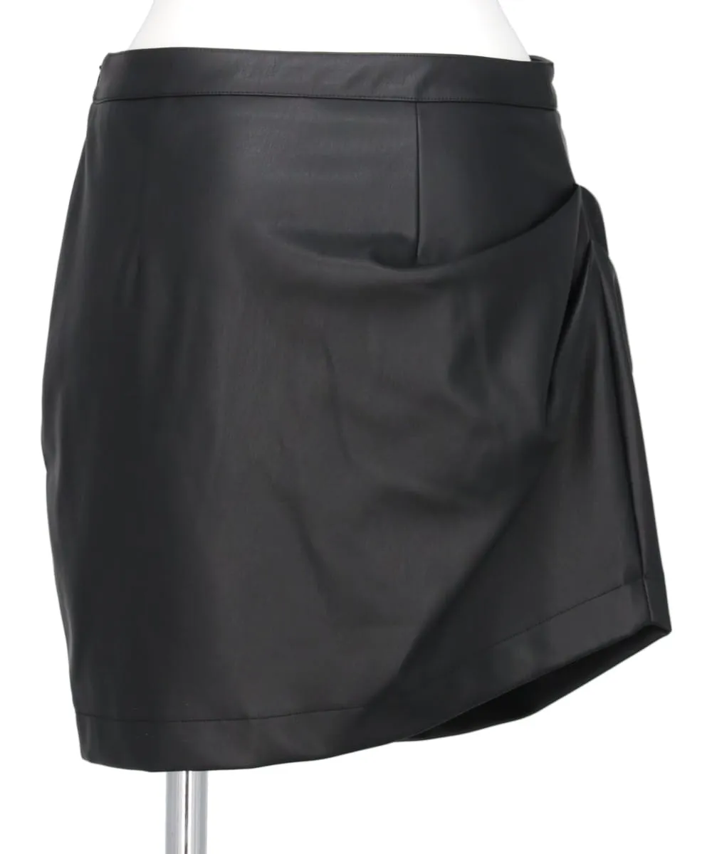 SYNTHETIC LEATHER DRAPE SKIRT