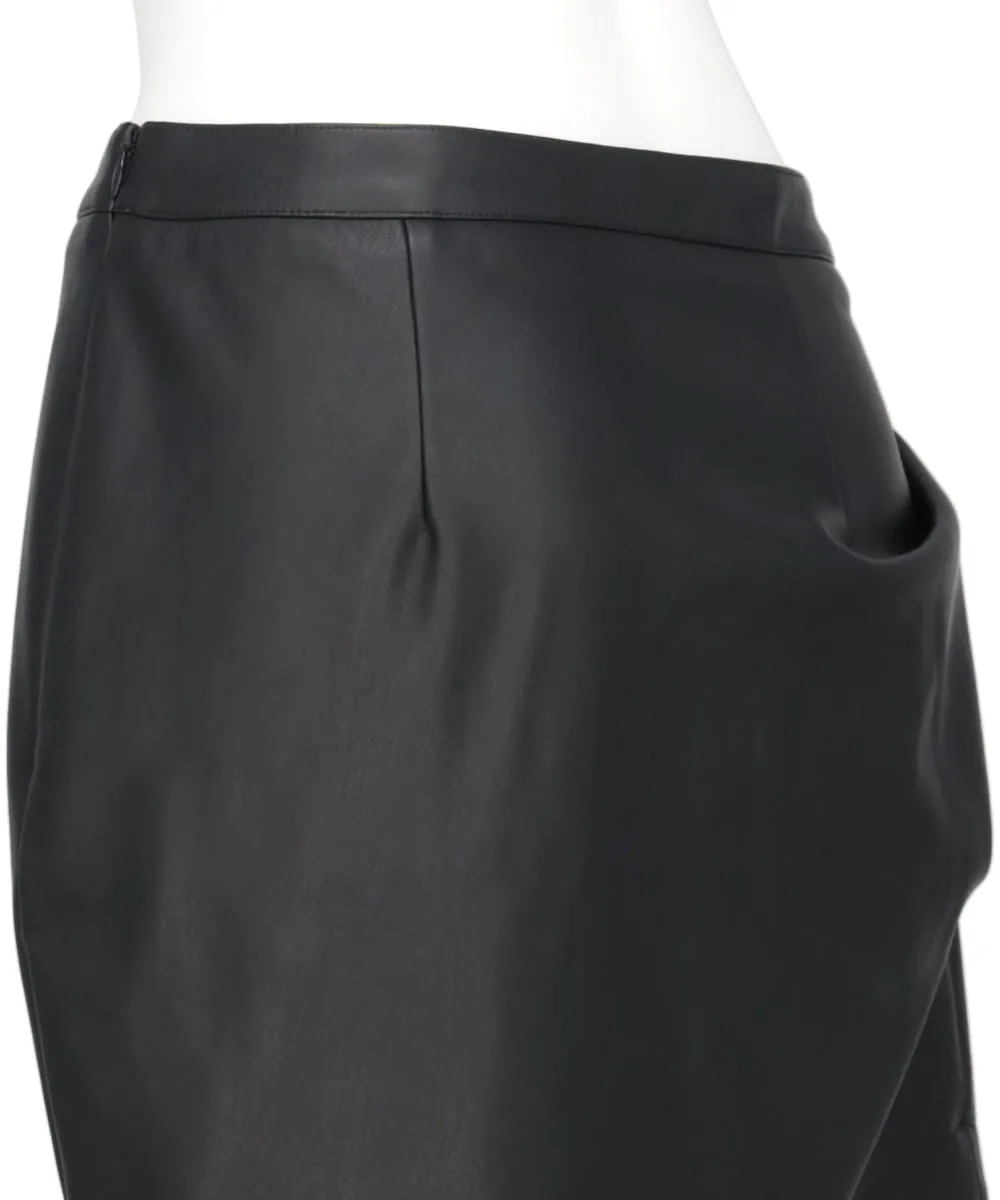 SYNTHETIC LEATHER DRAPE SKIRT