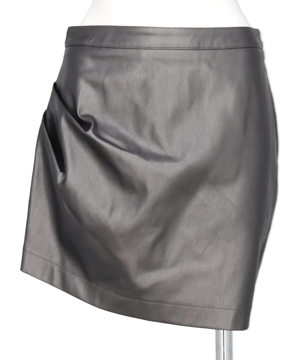 SYNTHETIC LEATHER DRAPE SKIRT