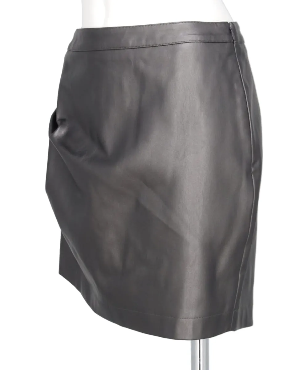 SYNTHETIC LEATHER DRAPE SKIRT