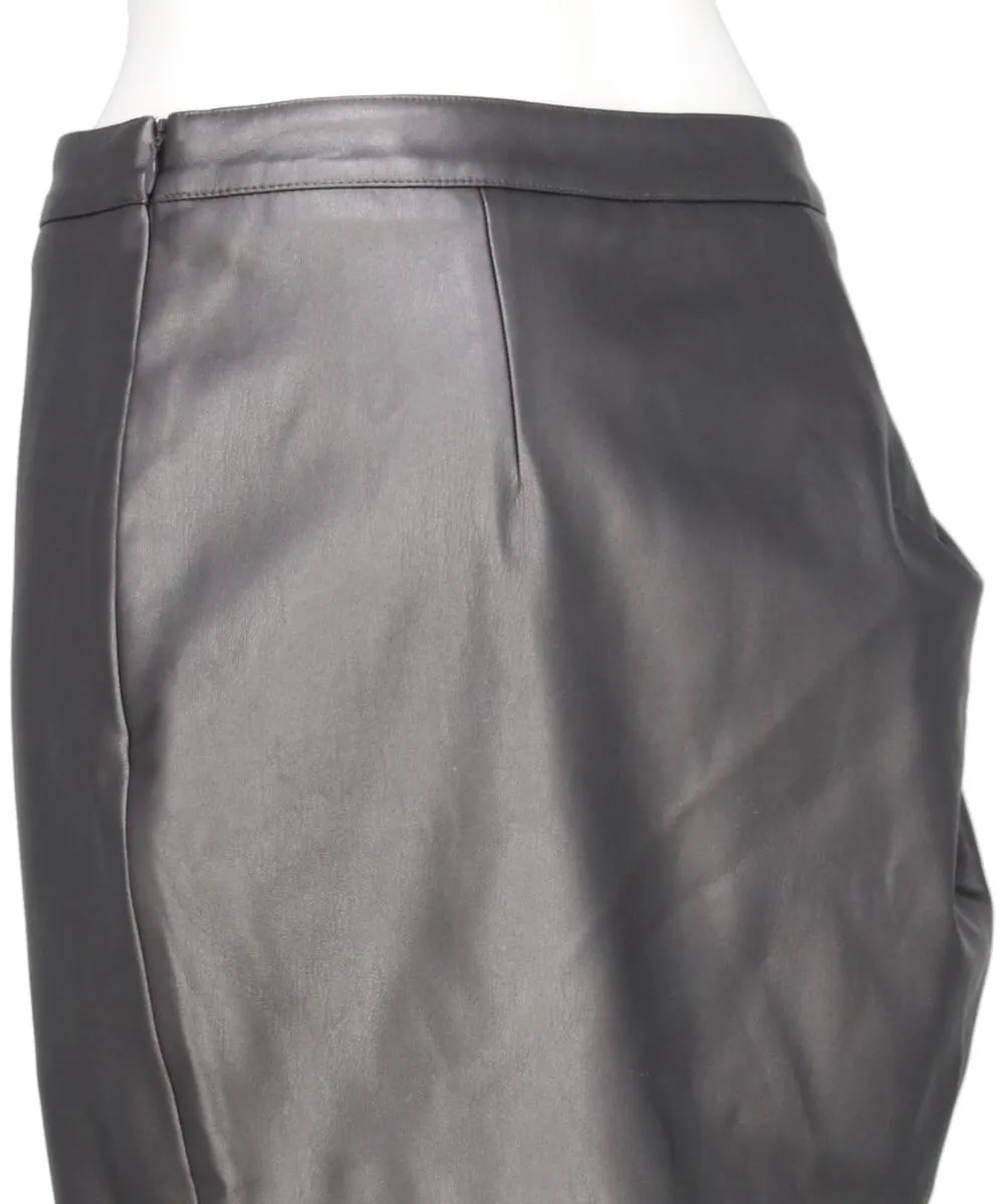 SYNTHETIC LEATHER DRAPE SKIRT