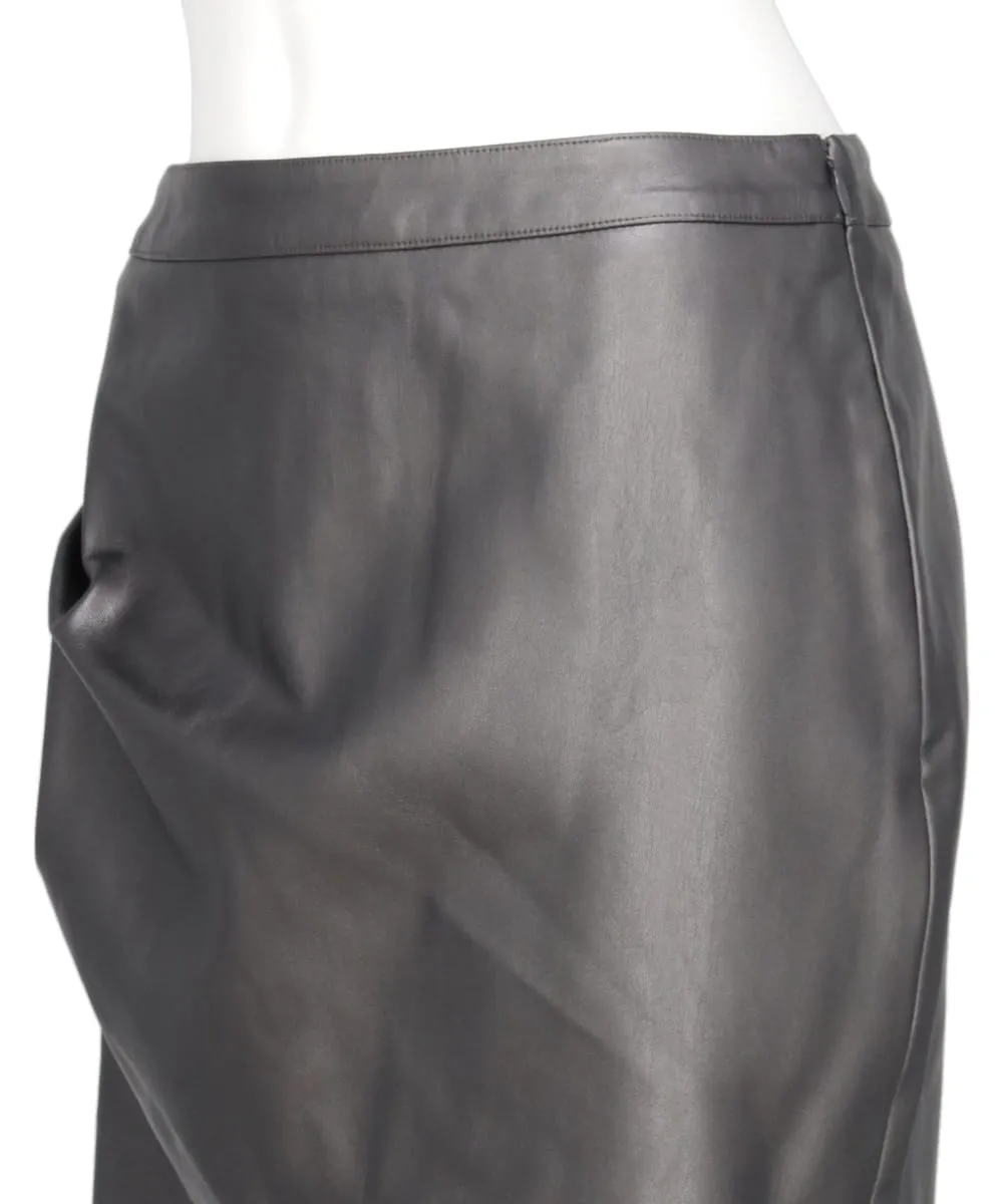 SYNTHETIC LEATHER DRAPE SKIRT