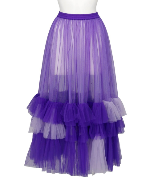 RUFFLE TRIMMED TULLE SKIRT