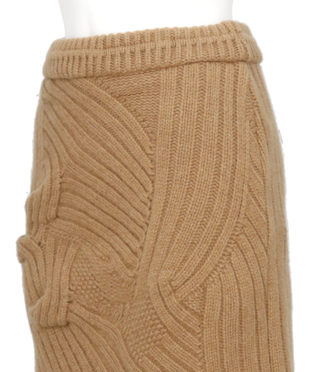 BASKET MOTIF CABLE STITCH KNITTED SKIRT