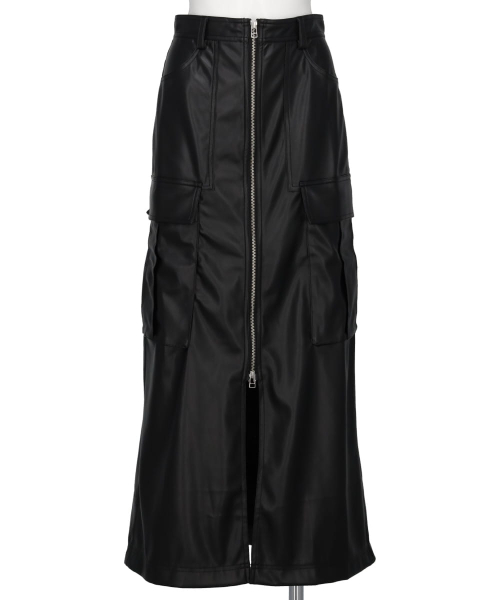 FAUX LEATHER CARGO SKIRT