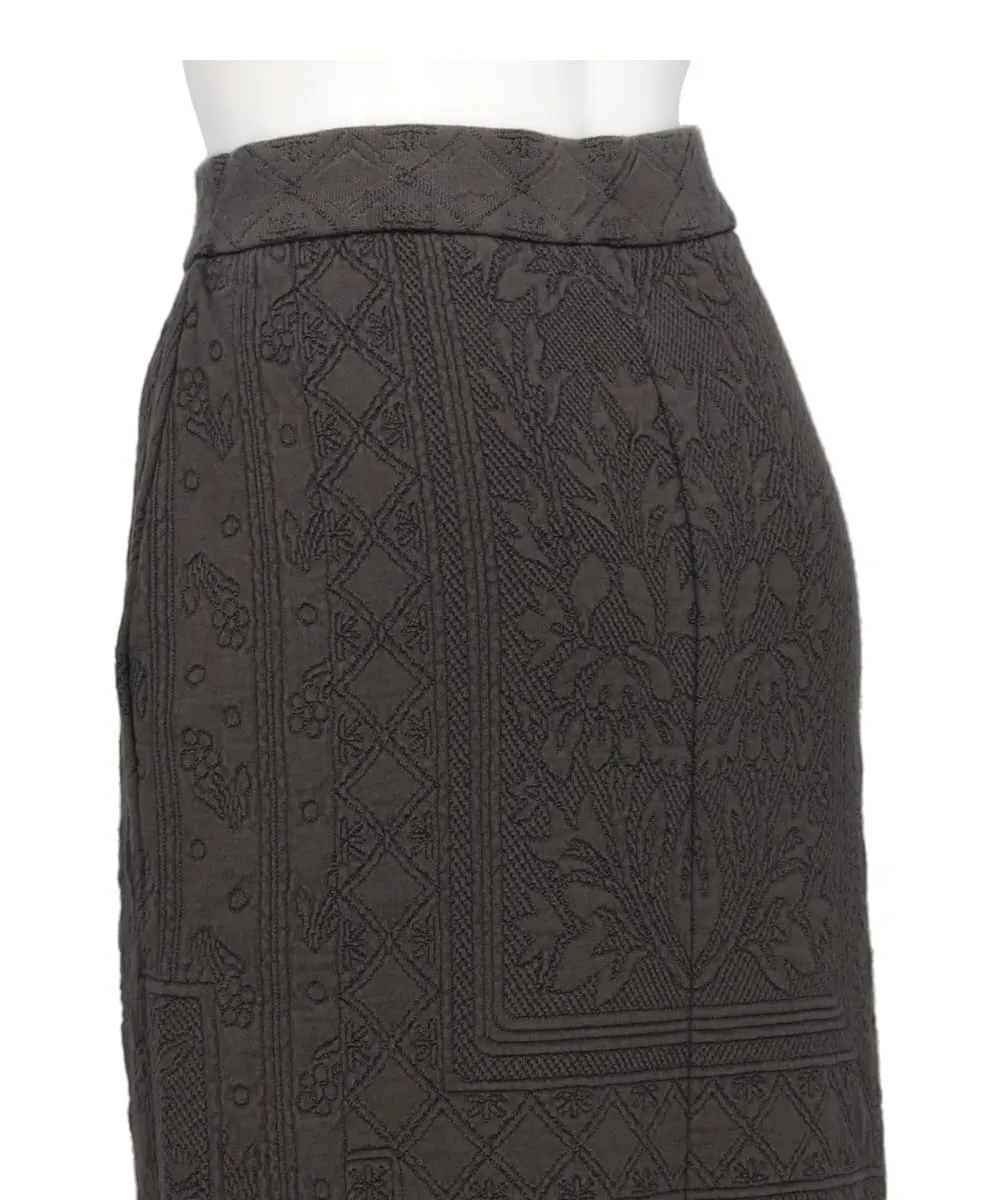 FLORAL PATTERN JACQUARD WASHED KNITTED SKIRT