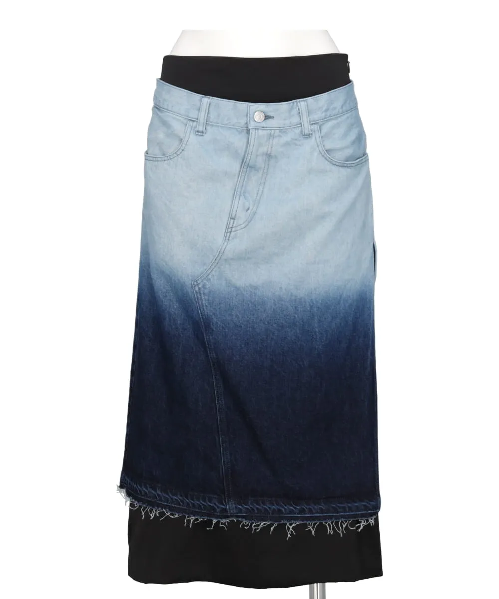 GRADATION BLEACH DENIM REMAKE SKIRT