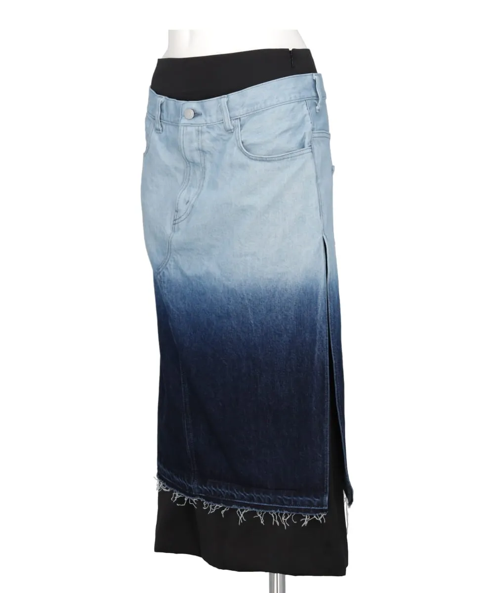 GRADATION BLEACH DENIM REMAKE SKIRT