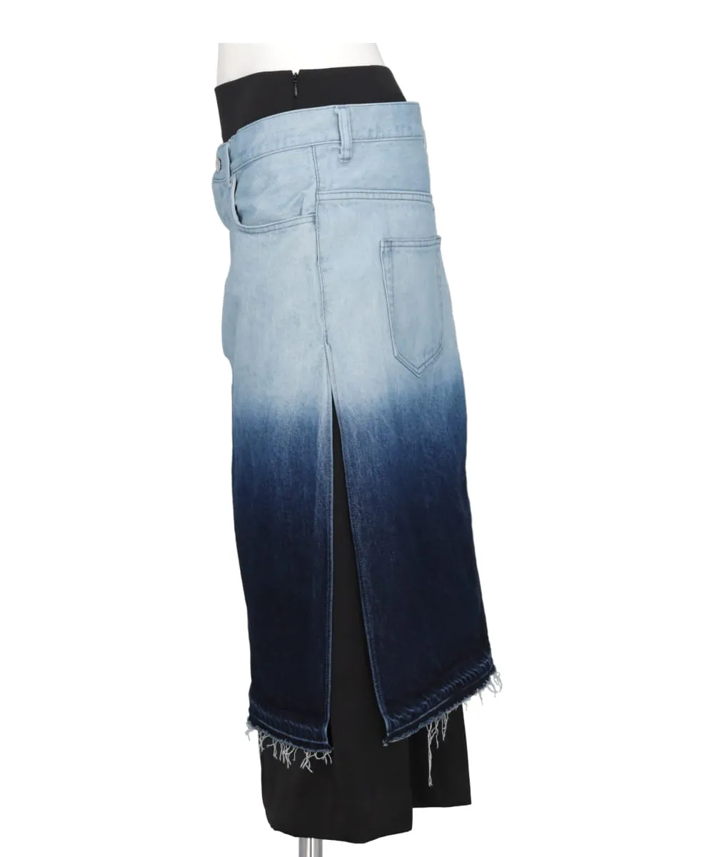 GRADATION BLEACH DENIM REMAKE SKIRT