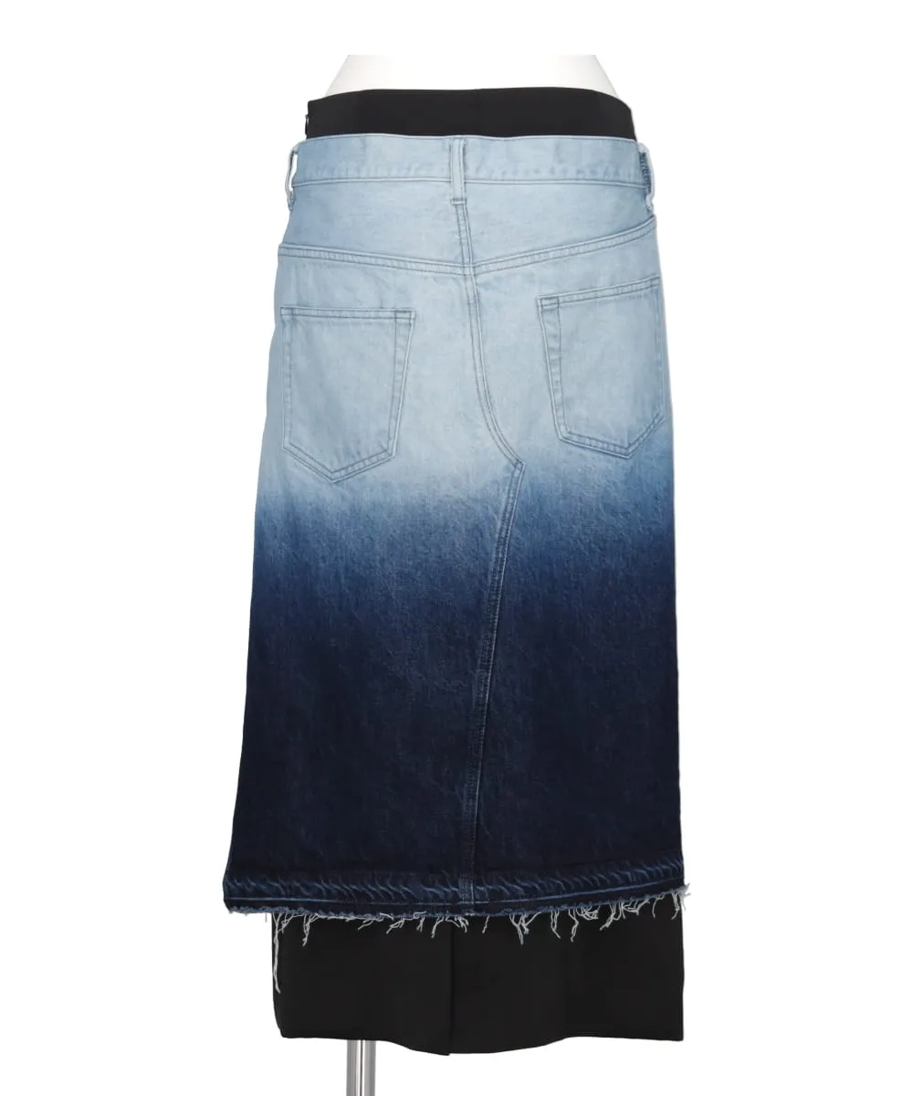 GRADATION BLEACH DENIM REMAKE SKIRT