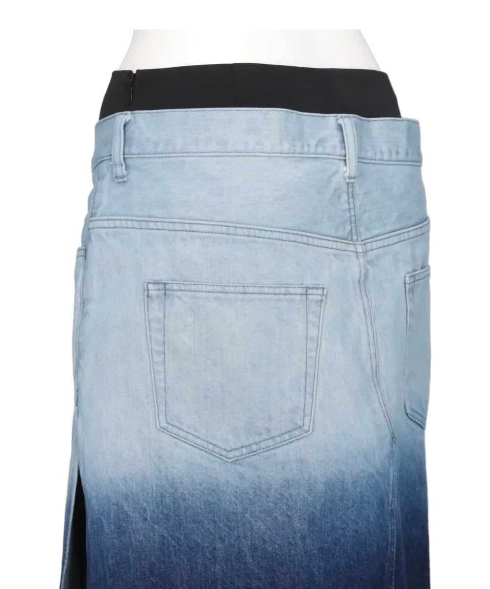 GRADATION BLEACH DENIM REMAKE SKIRT