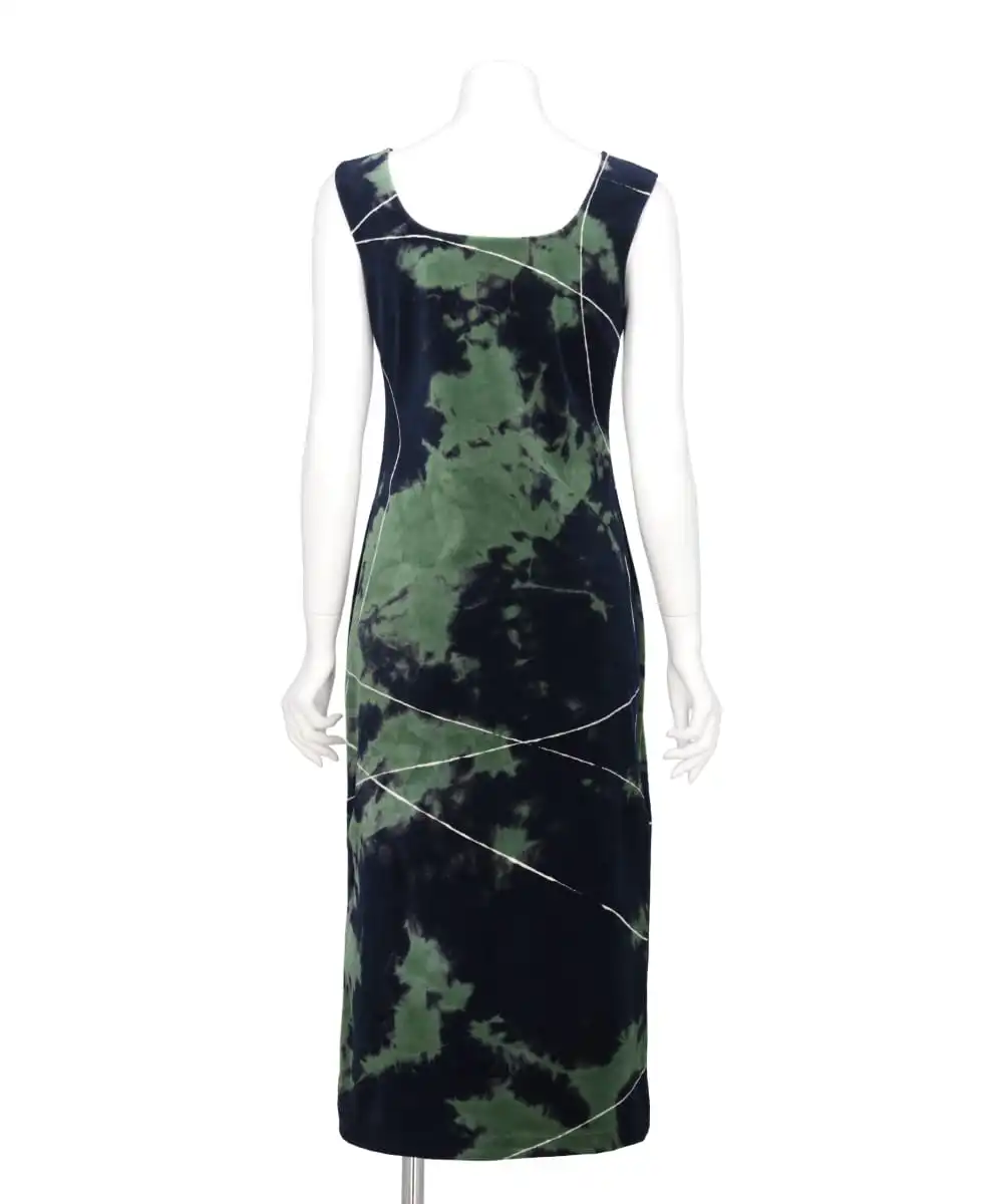 “KINTSUGI” VELOUR JERSEY SQUARE NECK SLEEVELESS DRESS