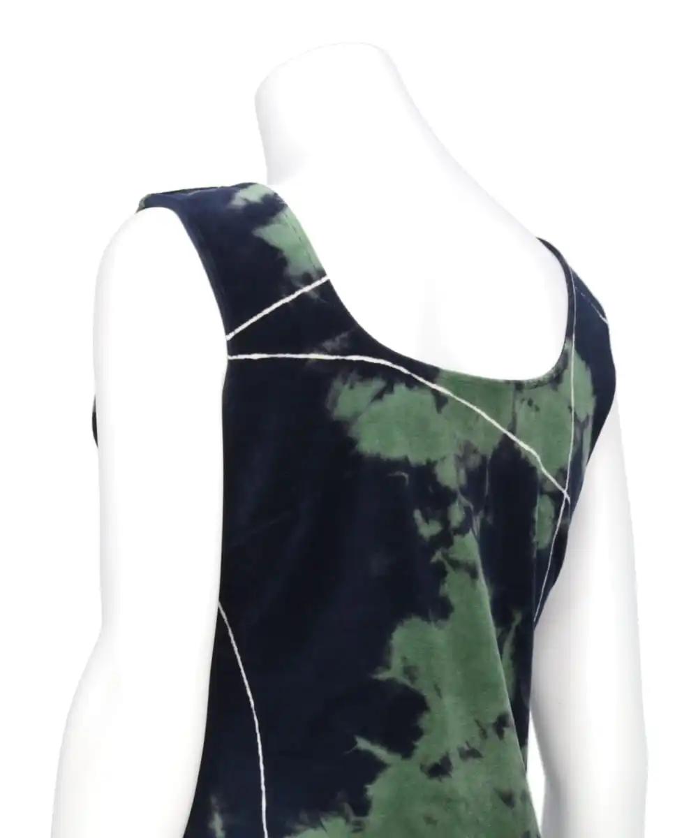 “KINTSUGI” VELOUR JERSEY SQUARE NECK SLEEVELESS DRESS