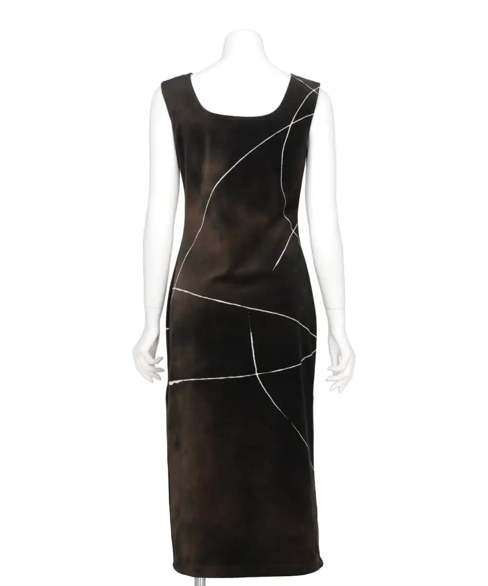 “KINTSUGI” VELOUR JERSEY SQUARE NECK SLEEVELESS DRESS