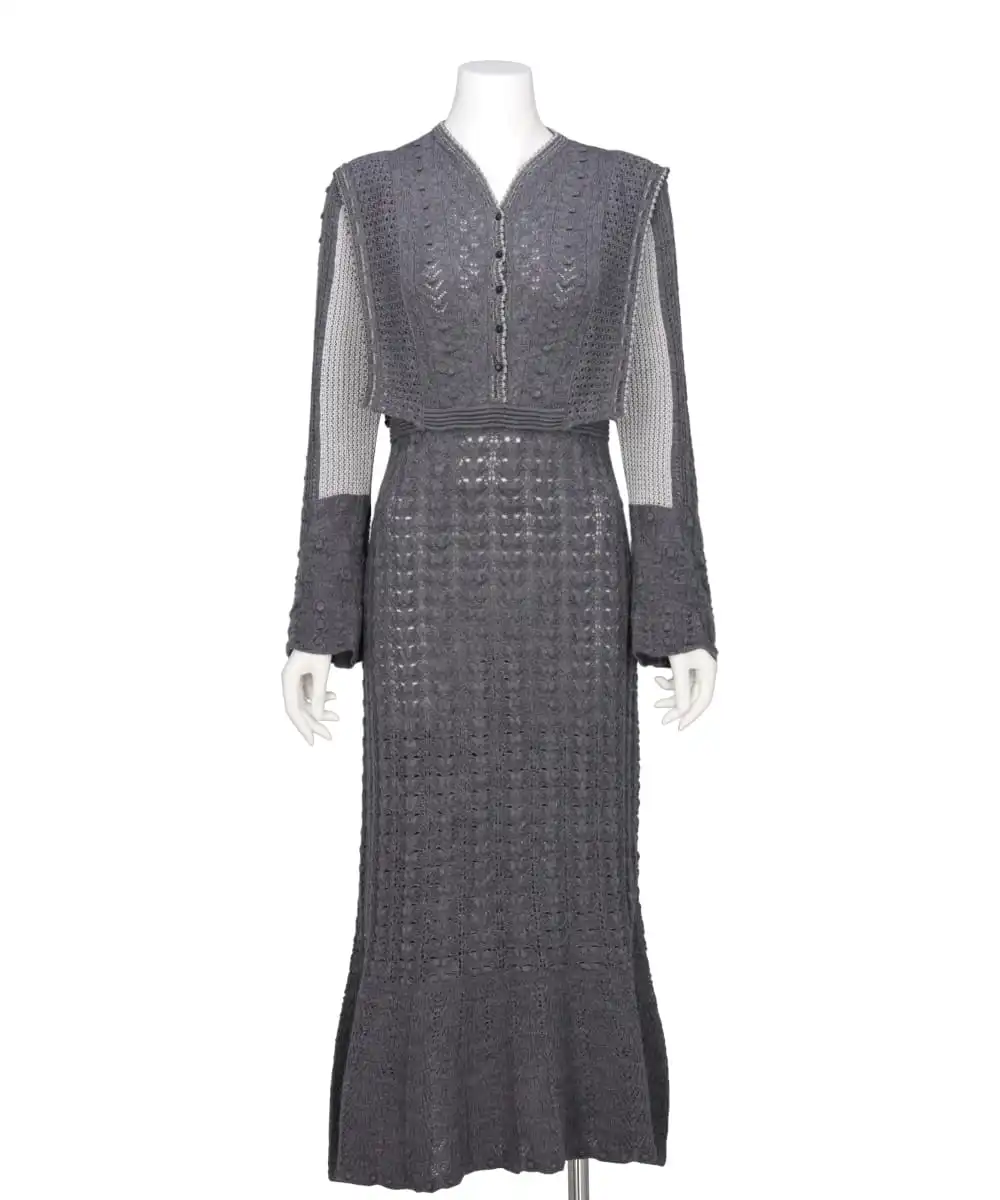 OPENWORK PATTERN KNITTED DRESS