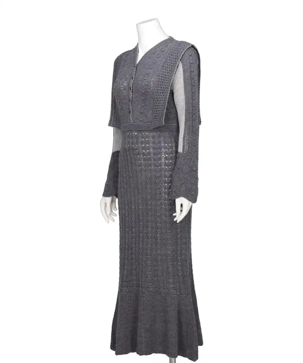 OPENWORK PATTERN KNITTED DRESS