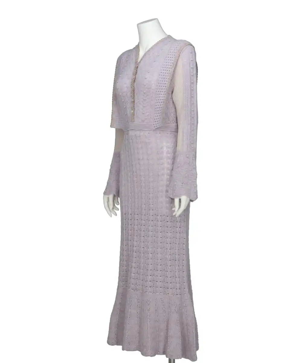 OPENWORK PATTERN KNITTED DRESS