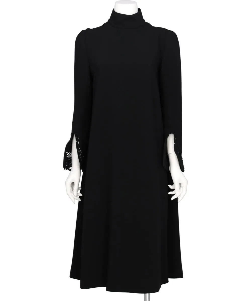 EMBROIDERED CUFFS A-LINE DRESS