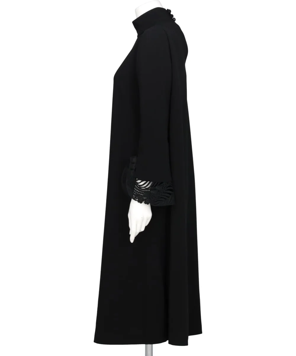 EMBROIDERED CUFFS A-LINE DRESS