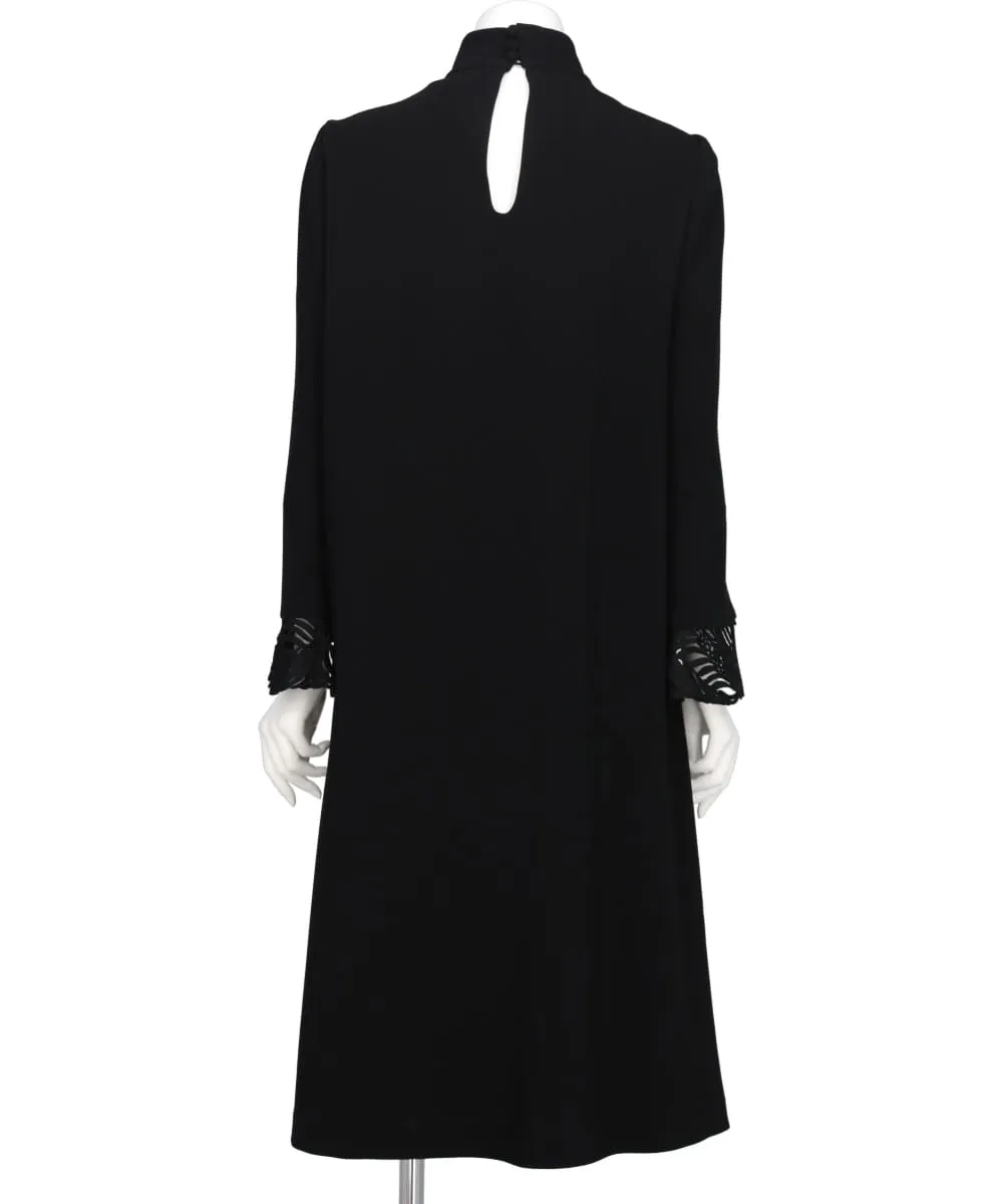 EMBROIDERED CUFFS A-LINE DRESS