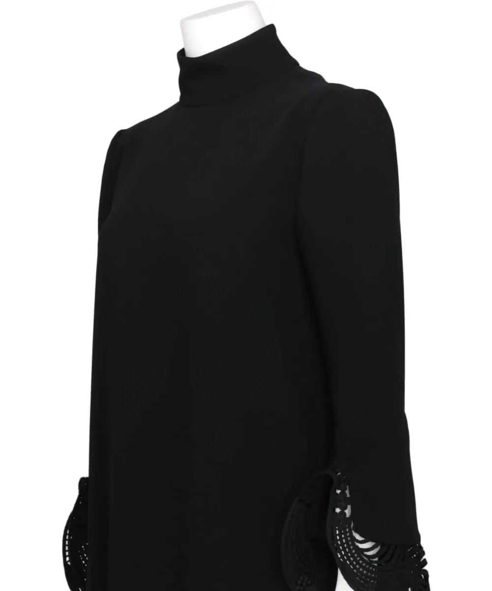 EMBROIDERED CUFFS A-LINE DRESS