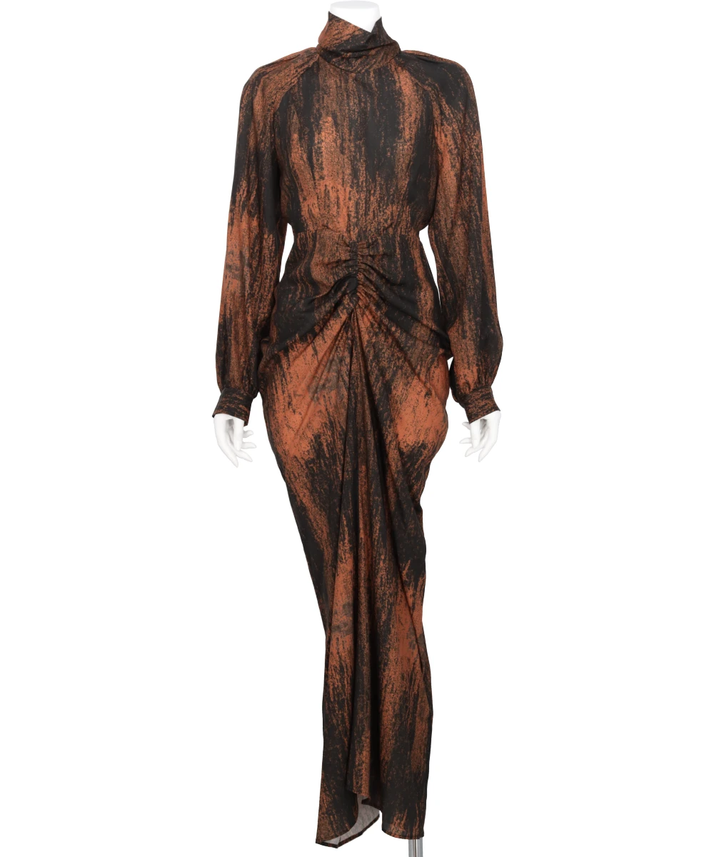 ALL OVER PRINT GATHERED DRESS
