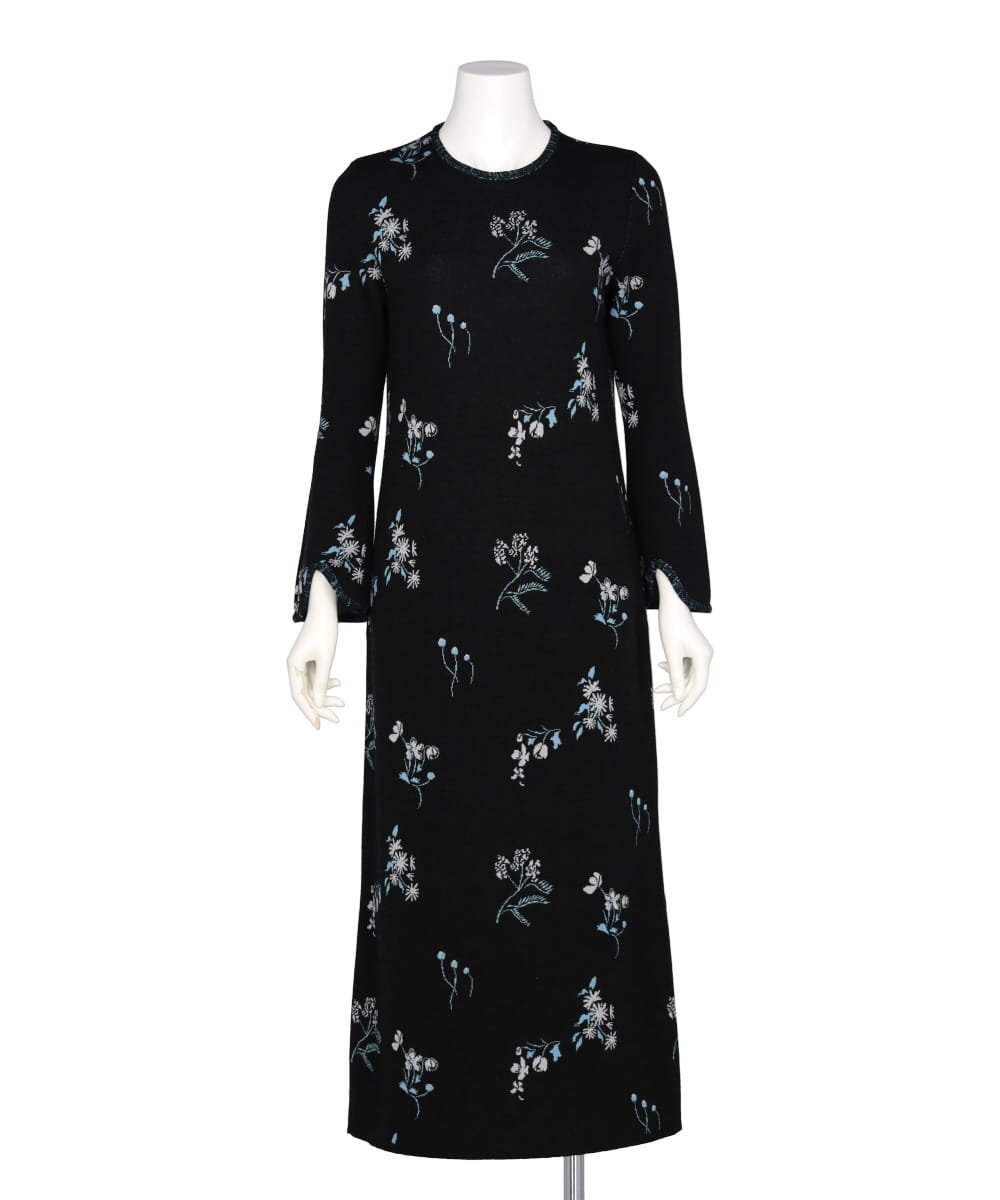 FLORAL JACQUARED KNITTED DRESS