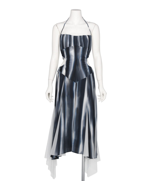HAND PRINTED HALTER DRESS