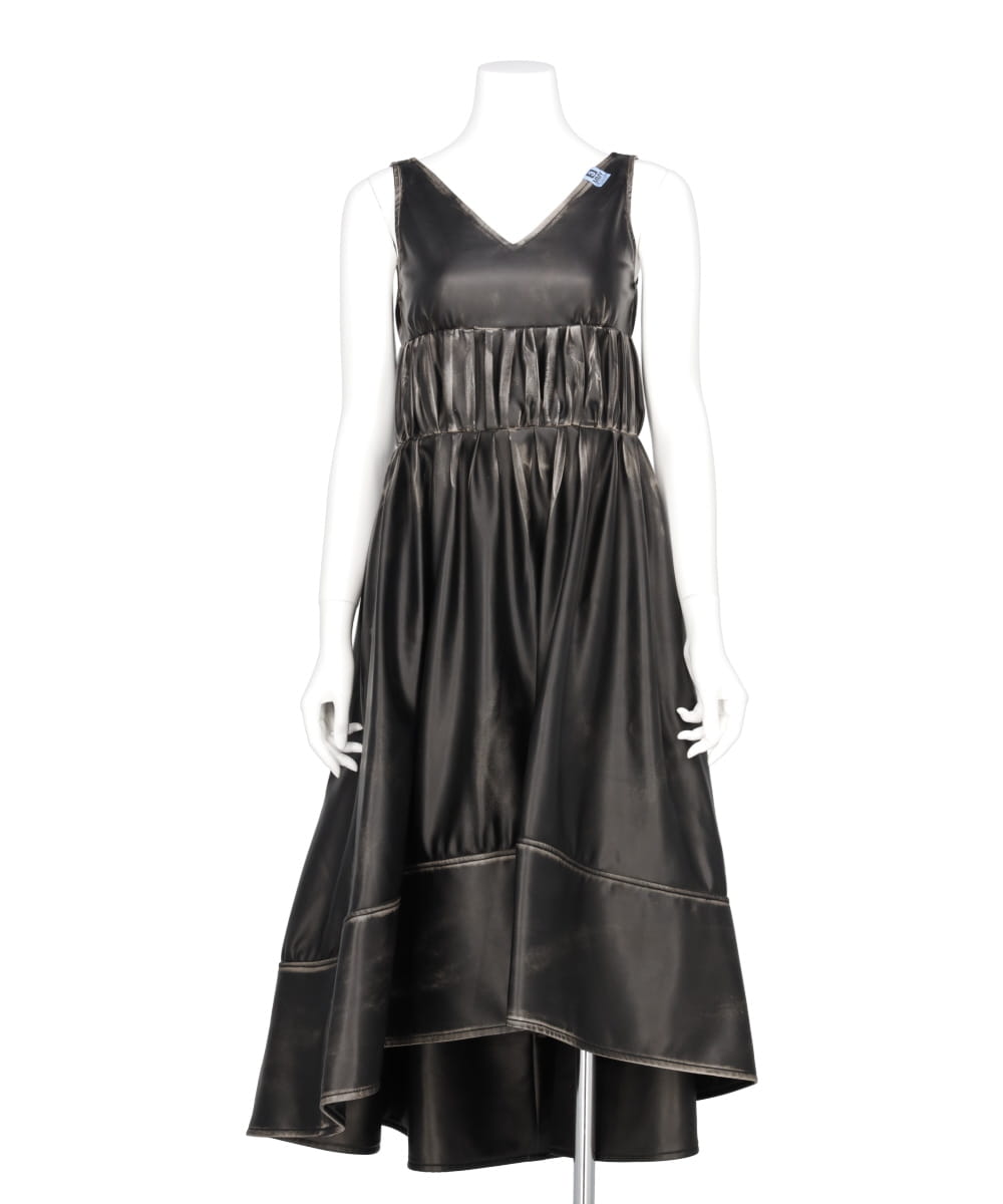 SYNTHETIC LEATHER FLARE DRESS