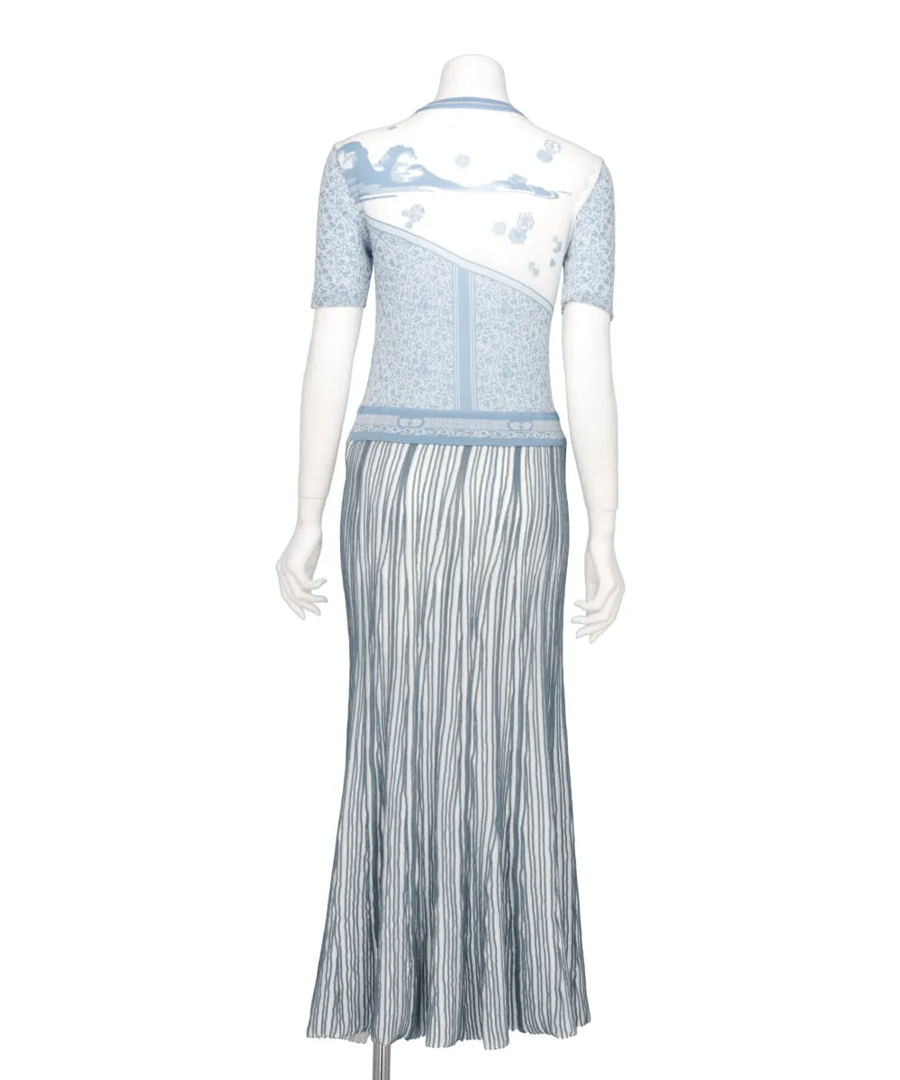 LANDSCAPE GRAPHIC SHEER KNITTED DRESS