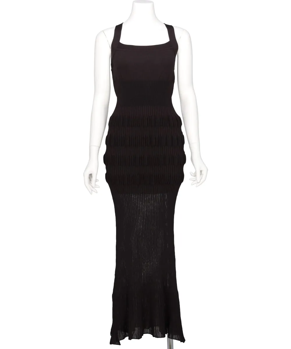 SHEER STRIPE KNIT DRESS