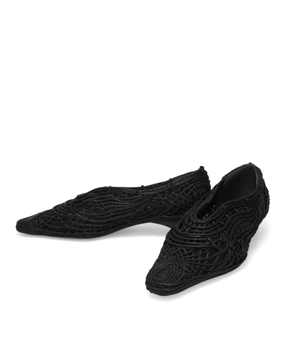CORD EMBROIDERY EGG HEEL PUMPS